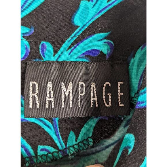 VINTAGE 90's Y2K RAMPAGE Faux Wrap Style Ivy Floral Dress Rayon Mob Wife XS - Picture 7 of 7